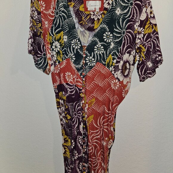 By Anthropologie V-Neck Flutter-Sleeve Buttoned Handkerchief Maxi Dress - Picture 9 of 9